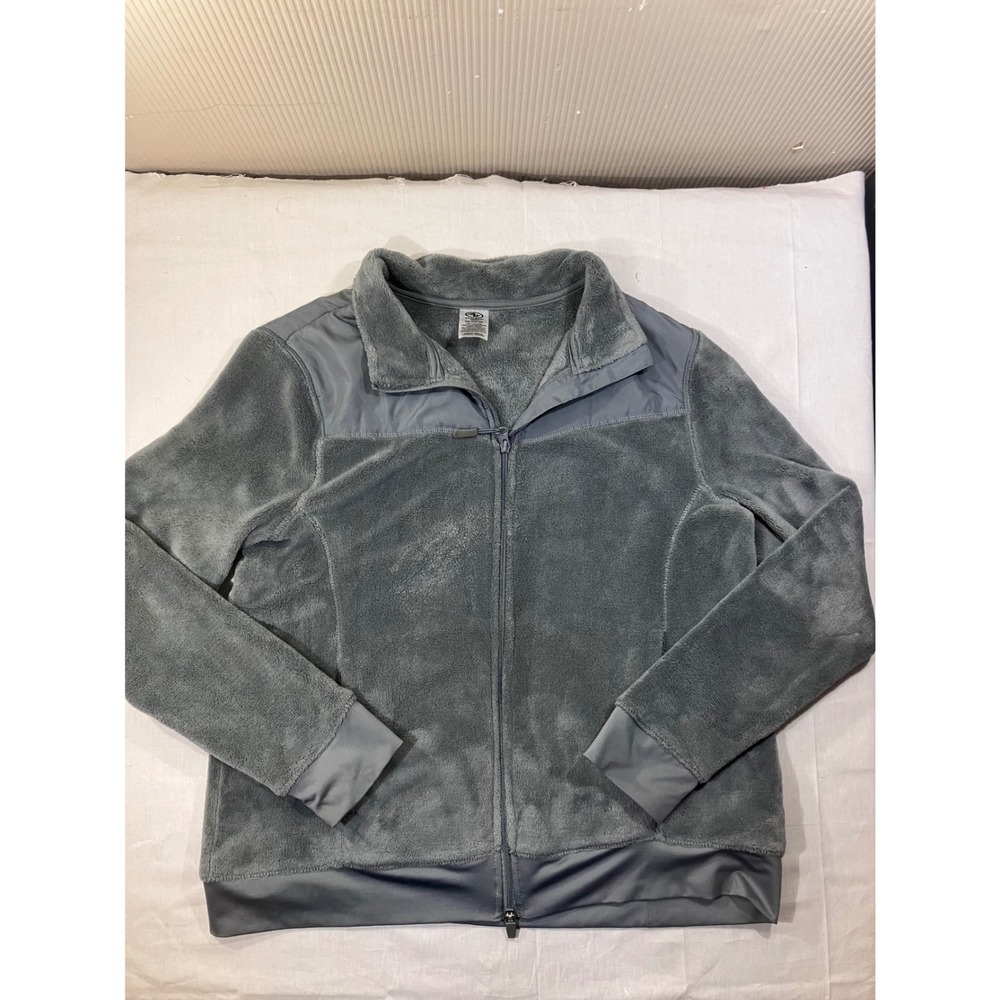 Athletic Works Gray Fleece Jacket Full Zip Size XXL 2X Cozy Soft